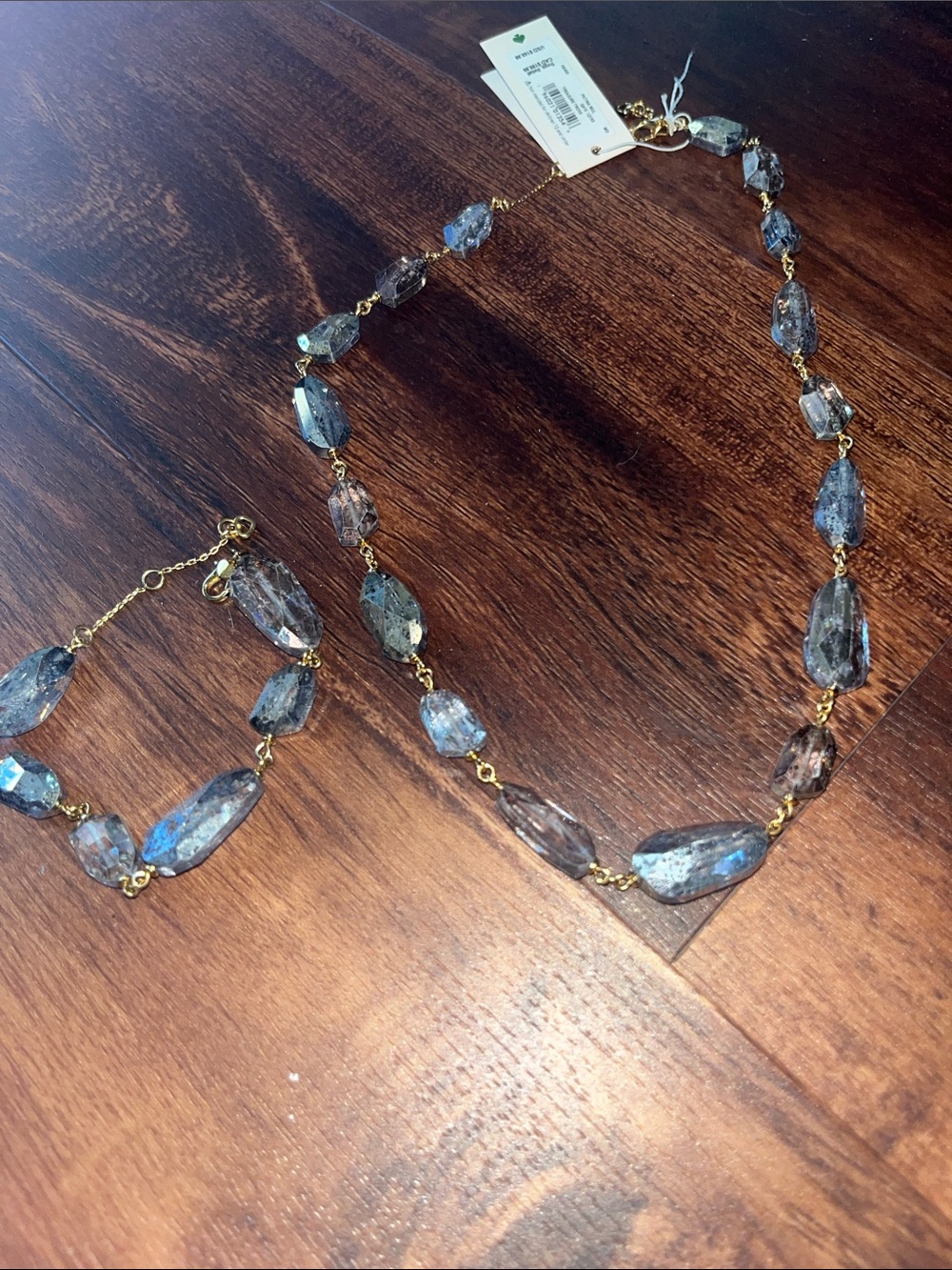 kate spade patina Gold-Tone Necklace & Bracelet with metallic Crystal Beads- nwt